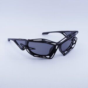 Givenchy GV40081I 02A Sunglasses Black Geometric Frame, Grey Mirror Lenses